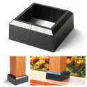 Deck Post Base Covers, Aluminum Post Cover 8"x8"(Actual 7.5"x7.5"), Split Post Base Trim Skirt for Deck railings, Patios (Black-1pcs)
