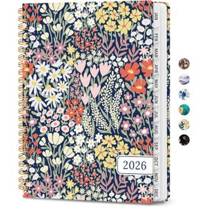 2026 Planner, Weekly and Monthly Planner for Women, January 2026 - December 2026, Hardcover 2026 Calendar Planner Book with Tabs, Inner Pocket, Spiral Bound, Perfect for Office Home School Supplies - A5 (6.3" x 8.5"), Petite Blooms