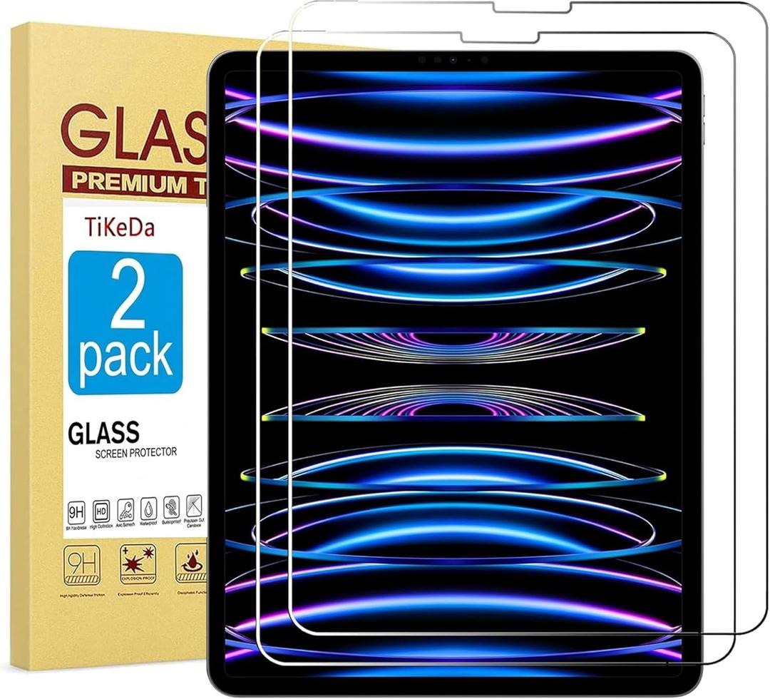 2 Pack Screen Protector for iPad Pro 12.9 Inch Display [2022 & 2021 & 2020 & 2018 Release] Tempered Glass [Face ID & Apple Pencil Compatible] Ultra Sensitive Case Friendly