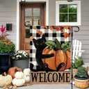 DLZDN Welcome Fall Cat Garden Flag Black Cat Pumpkins Flag 1218 Inch Double Side Buffalo Plaid Farmhouse Yard Sign Autumn Seasonal Outdoor House Decoration