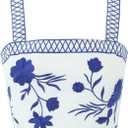 Women's Floral Embroidery Wide Strap Boho Crop Tops Square Neck Sleeveless Summer Cami Shots (White, XXL)