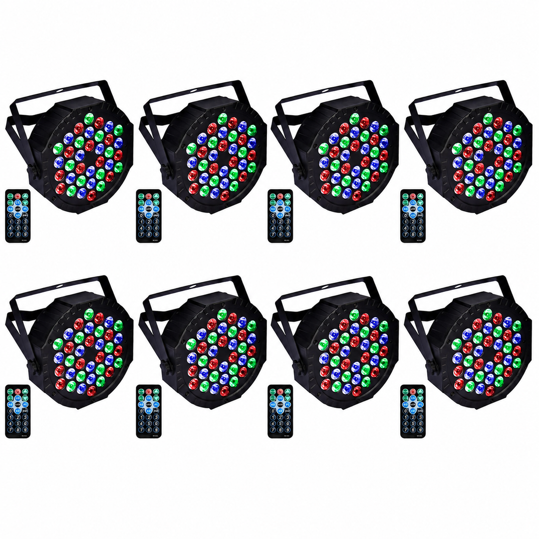 Stage Lights Dj Lights for Parties Led Stage Light Sound Activated Portable Party Light Par Light 36 Led RGB Remote Control Uplights for Disco Indoor Events Bar Birthday Wedding Outdoor Pack Of 8