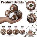 12 Pcs Mexican Talavera Christmas Ornaments Barro Neutral Christmas Tree Ornaments Brown Plastic Hand Painted Balls Cielito Lindo Farmhouse Modern Decor for Home Hispanic Party (3.15'')