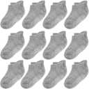 CozyWay Baby & Toddler Socks with Grippers Non Slip Ankle Grip Socks For Boys and Girls - Comfy Soft Cotton - 12 Pack (Gray), Size: 1-3T