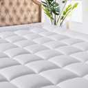 MATBEBY King Size Mattress Pad - Cooling Breathable Mattress Topper, Quilted Fitted Mattress Protector, Pillow Top Mattress Cover with 8-21" Deep Pocket, Soft, Machine Washable, White, 78x80 Inches