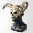 Kuberas Demon Skull Mask Devil Antelope Sheep Horn Full Head Mask Animal Skull Mask Ram Horns Scary Halloween Mask for Adult (One Size)