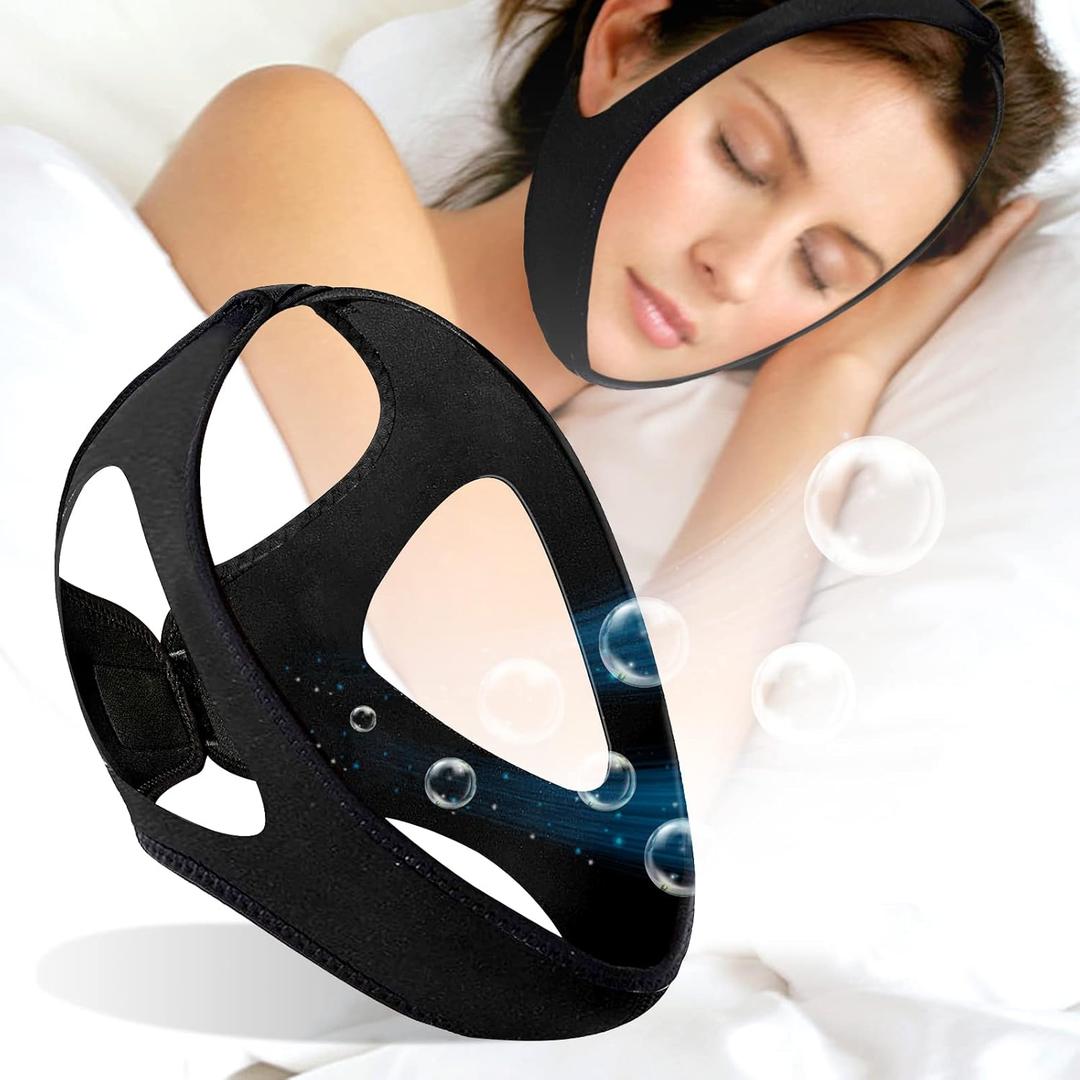 Anti-Snore Chin Strap Devices, Chin Strap for Sleeping Comfortable Snoring Solution, Breathable and Adjustable for Men and Women - Black11