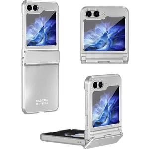 Case for Samsung Galaxy Z Flip 5 with Hinge Protection, Slim Phone Case [Anti-Drop] [Anti-Scratch] Ultra Thin Hard PC Back Shockproof Protector Cover for Samsung Galaxy Z Flip 5 5G (Silver)