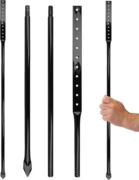 2-Pack Heavy Duty Metal Stakes for Yard Signs, 54 inches Long Holder for Outdoor Lawn Bar Parking Garage Event, Black, Hardware Included