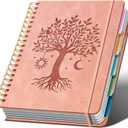 Hardcover Spiral Notebook 8.5" x 11" with 5 Removable Dividers 300 Pages Leather 5 Subject Notebook College Ruled 100GSM Large Spiral Notebooks for Work Thick Lined Journal for Women, Pink