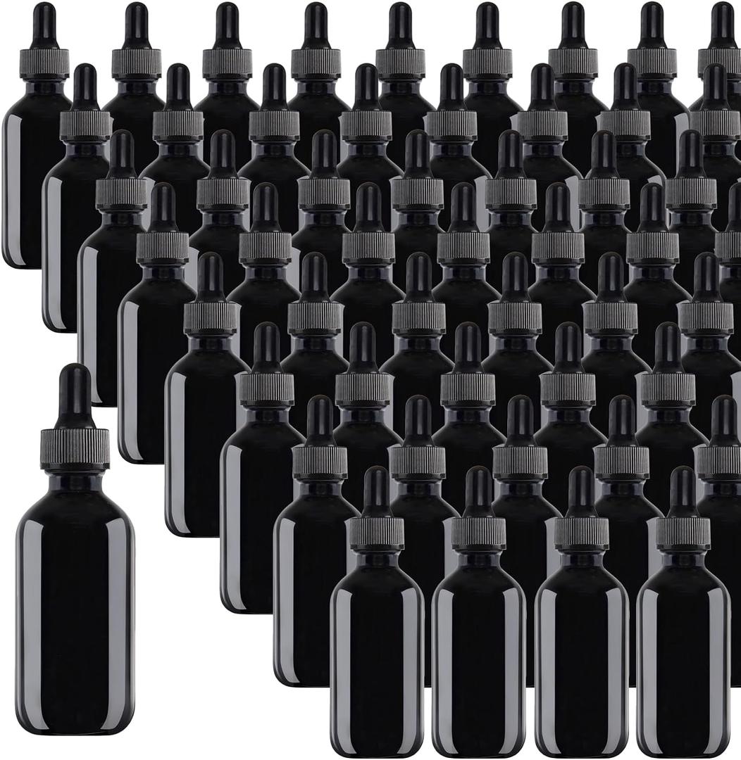 48 Pack 1/2oz Black Glass Dropper Bottles, Eye Dropper Bottles with Glass Droppers for Essential Oils, Perfumes(15ml, Black)-Maybe 15ml CLear