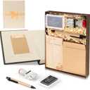 105 Pieces Library Card Pockets Personal Library Kit with 50 Due Date Note Cards 50 Self Adhesive Envelope Seeves Rubber Stamp Line Dater Inkpad Roller Pens Gold Raffia Gift Box for Gifts Book Lovers