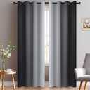 Yakamok Greyish White and Black Ombre Curtains for Bedroom, Light Blocking Gradient Color Drapes, Room Darkening Thermal Insulated Grommet Window Curtains for Living Room(Black, 2 Panels, 52x84 Inch)