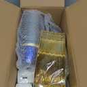 Bestluck 350PCS Clear Blue Plastic Plates for 50 Guests, Disposable Plates with Gold Trim include 50 Dinner and Dessert Plates, 150 Gold Silverware, 50 Cups, 50 Napkins for Party, Wedding & Graduation