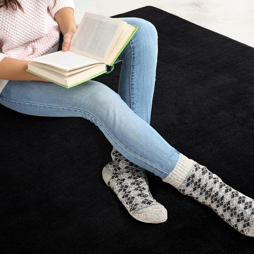 Andecor Soft Area Rug, 4x6 Grey Washable Rugs for Living Room Bedroom, Indoor Fluffy Carpets for Dorm Boys Girls Kids Room Nursery Home Decorations