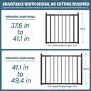 Deck Railing Gate Outdoor, Upgraded Expandable 3 to 4 FT.W x 36in.H, with Latch, No Cutting Required, Freestanding Pet Gate for Large Openings, Stairs, Hallways, Doorways, Deck, Yard (Black)