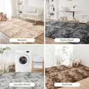 Litanika 5x8 Shag Area Rug for Living Room Bedroom, Tie-Dyed Brown High Pile Soft Plush Shaggy Furry Bedside Playroom Dorm Carpet, Non-Slip, Non-Shedding Modern Indoor Floor Rug
