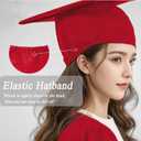 6pcs Graduation Caps Unisex Adult Matte Caps with Tassels in Same Color Detachable Golden Year Charm 2025 2026 (Red)