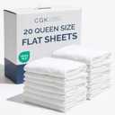 Bulk Case Pack of 20 Flat Sheets - Queen Size Flat Sheets - White