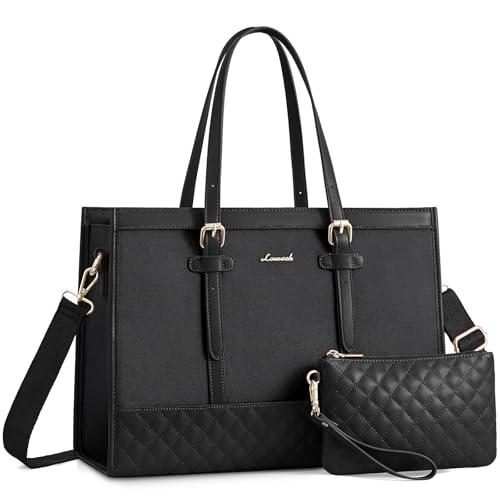 LOVEVOOK Laptop Bag for Women 17.3 inch Canvas Laptop Tote Bag, Large Capacity Work Bag with Clutch Purse, Computer Bag Office Business Briefcase, Casual Handbag for Travel College Teacher School