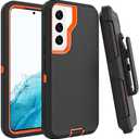 WOGROO Case for Galaxy S21 with Clip, Heavy-Duty Tough Rugged Shockproof Drop Protective Cover Cases for Samsung Galaxy S21, Black+Orange