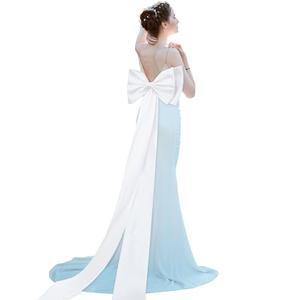 Chuarry Extra Long 67" Satin Bow for Christmas Tree, Detachable Train Removable Sweep Train Waist Sash Belt for Dress(White, Satin Style)