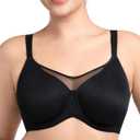 HSIA Minimizer Bras for Women Plus Size, Full Coverage Coolcomfort T Shirt Unlined Bra with Underwire for Heavy Breast (Black, M)
