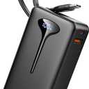 10000mAh Power Bank, 2025 Portable Charger USB C, 22.5W Fast Charging Power Bank with Built in Cable, Travel Portable Phone Charger with 3 Output HD LED Display Battery Pack for iPhone Android Laptop