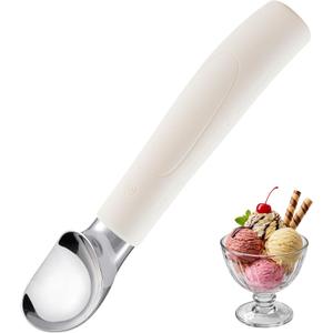 Heated Ice Cream Scoop Rechargeable, 2600mAh Electric Scooper Ergonomic Anti Slip Silicone Handle Aluminum Alloy IP67 Waterproof LED Indicator 2 Oz Capacity USB Hand Wash Only (White)