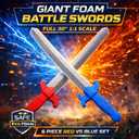 Liberty Imports 6 PCS Giant Foam Swords, Large 1:1 Scale Strong Toy Weapons, Kids Medieval Warrior Knights Pretend Play Safe Fighting Set - Red vs Blue (30 Inches)