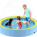 Heeyoo Foldable Dog Pool with Sprinkler for Large Dogs, Portable Hard Plastic PVC Pet Bathing Tub, Outdoor Collapsible Swimming Pool for Pets, 97'' x 16''