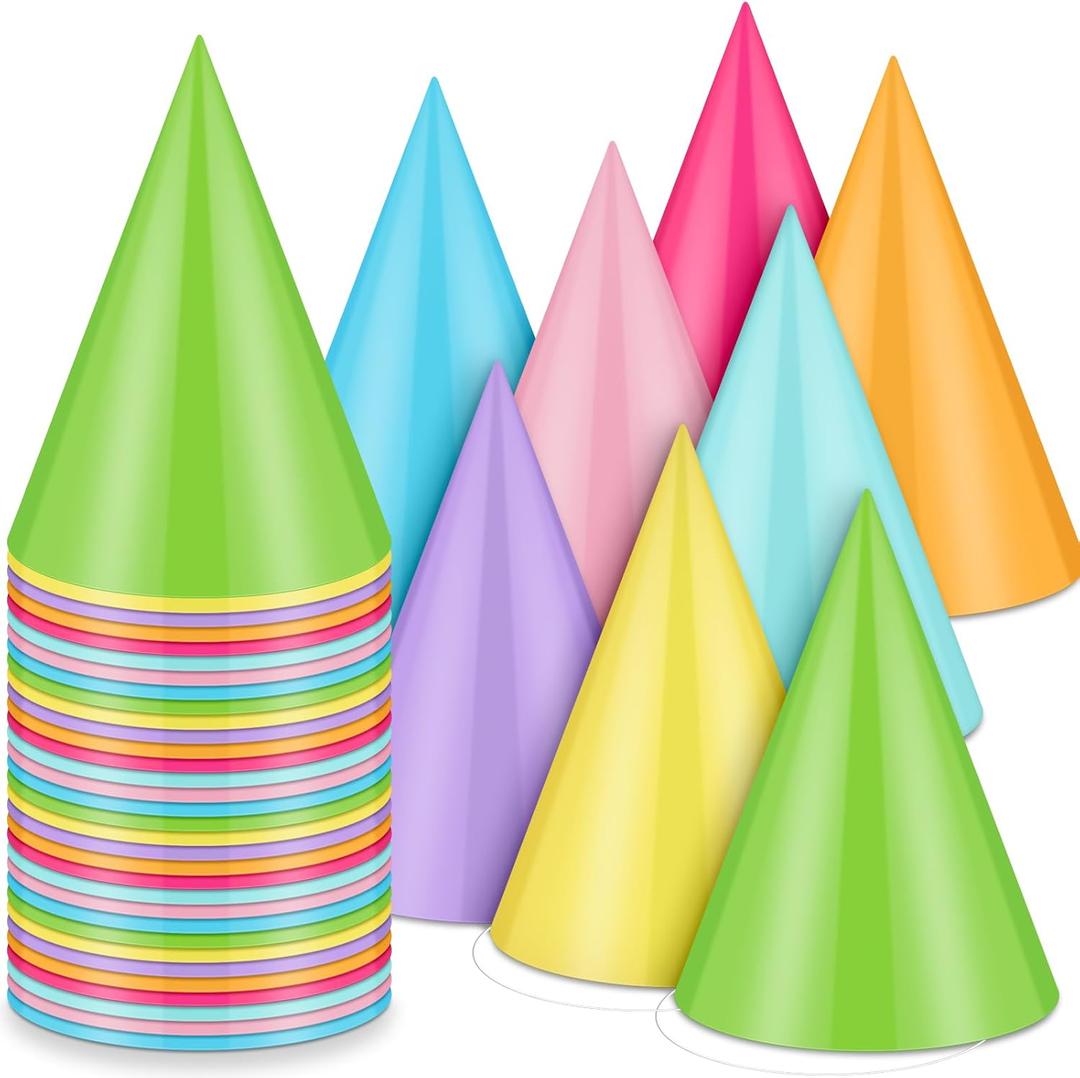 Zomiboo Birthday Party Hats Assorted Colors Party Cone Hats for Adults Birthday Colorful Decorations Dress Up Celebration (Rainbow)