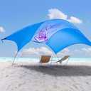 Beach Wind-Powered Shade Canopy, Portable Sun Shelter Tent, UPF 50+ UV Protection, Lightweight, Easy Set Up, 150 Sq. Ft. of Shade for up to 6 People, Regatta Jellyfish