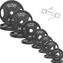 Fitvids 2 Inch Olympic Barbell Weight Plates Set, 255 LB(2.5-45 LB) Barbell Weight Set for Home Gym Strength Training, Double-grip Design
