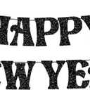 KatchOn, Glitter Black Happy New Year Banner 2026-10 Feet, No DIY | Glitter Pre-Strung Hello 2026 & Happy New Years sign for Happy New Year Decorations 2026 | NYE Party Garland | NYE Decorations 2026