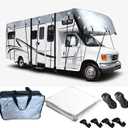 Wider 3.3m/10.83ft Rv Covers 210D Oxford Cloth Truck Camper Cover, Foldable Storage, Easy to Clean with 2 Windproof Straps Grey-32.8 x 10.8 ft