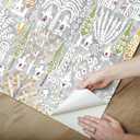 RoomMates RMK12370PL Persian Ikat Peel and Stick Wallpaper, Grey, Green, Yellow, White