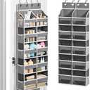 Abiglifty 5-Tier Over The Door Organizer with 10 Side Pockets, Large Behind The Door Storage, 4 Hooks Design, Door Organizer with Clear Windows for Bathroom, Bedroom, Nursery, Entryway(Grey)