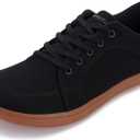 WHITIN Canvas Barefoot Shoes for Men Minimalist Zero Drop Sneaker Man Minimus Extra Width Size 8 Trail Running Casual Non Slip Walking Black/ Gum 41