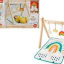 Fisher-Price Wooden Activity Gym, Wood Frame With 3 Sensory Toys & Mat For Newborn Babies