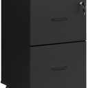 VASAGLE 2-Drawer File Cabinet, Locking Filing Cabinet for Home Office, Small Rolling Printer Stand, A4, Letter-Size Hanging Files, Assembly Required, Black ULCD027T16V2