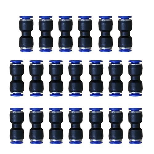 6mm OD Pneumatic quick Connector Push to Connect fittings Straight Union/Coupler (Pack of 20)