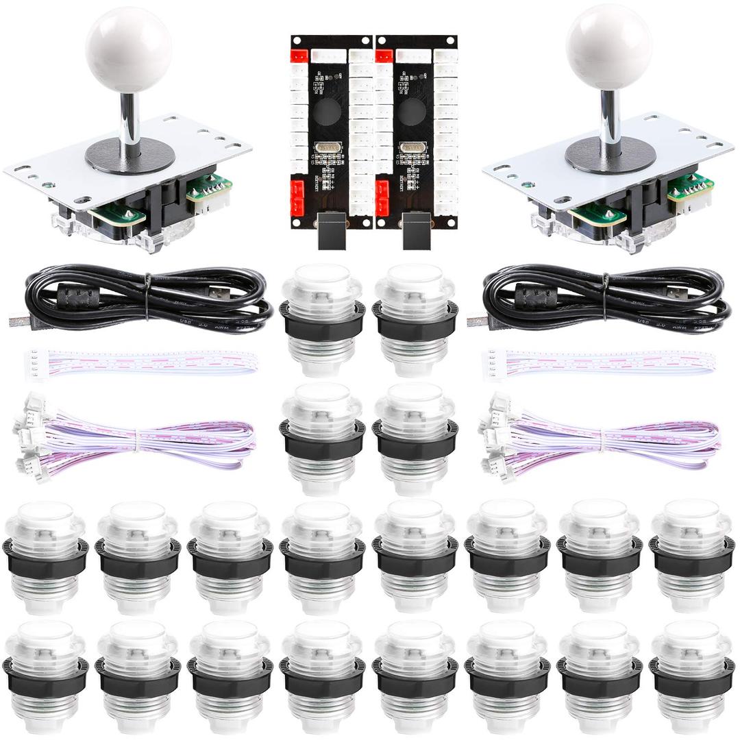 Easyget New Updated 2-Player LED DIY Arcade Kit 2X Zero Delay USB Encoder + 2X Joystick + 20x LED Arcade Buttons for PC, Windows, MAME, Raspberry Pi Arcade DIY (2-Player, White Kit) Easyget New Updated 2-Player LED DIY Arcade Kit 2X Zero Delay USB Encoder + 2X Joystick + 20x LED Arcade Buttons for PC, Windows, MAME, Raspberry Pi Arcade DIY (2-Player, White Kit)