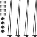 SMARTSTANDARD Hairpin Table Legs 26 Inch, 3/8" Solid Metal Legs for DIY Bench Desk Chairs Dining End Table - Set of 4, Carbon Steel Black Heavy Duty Furniture Legs with Rubber Floor Protectors