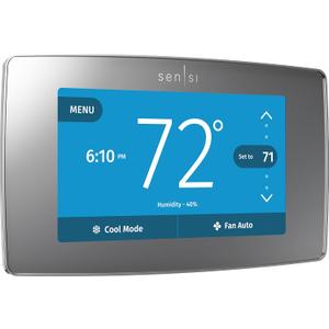 Sensi Touch Smart Thermostat by Emerson with Touchscreen Color Display, Programmable, Wi-Fi, Mobile App, Easy DIY, Data Privacy, Works with Alexa, Energy Star Certified, ST75S-Silver, C-Wire Required