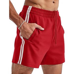 Ouber Men’s 4’’ Bodybuilding Shorts – Retro Striped Gym Shorts for Training & Workout, Medium