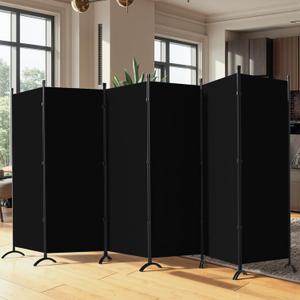 6 Panel Room Divider, Folding Privacy Screen Wall Divider for Room Separation, Freestanding Room Partitions for Home Office Dorm Decor,Black