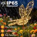 Lomotech Solar Garden Lights - 18" 240 Leds Foldable Outdoor Dragonfly Garden Decor, Waterproof Larger Outdoor Solar Lights with Iron for Garden Patio Yard Lawn Pathway Decorations (Warm White)