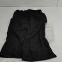 LNX Womens Linen Capri Pants Wide Leg High Waisted Drawstring Casual Cropped Pants with Pockets (Large, Black)