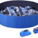 4 feet Ball Pit for Kids/Baby Play Yard/Baby Playpen/Fence for Baby, Holds Over 1000 Balls, Folding Portable, No Need Inflate, More Than 12 Sq.ft Play Space (Blue)